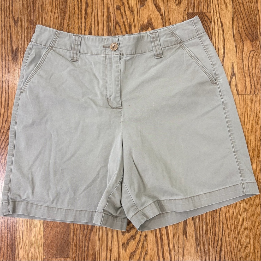Talbots 7" Stretch Chino Khaki Cotton Bermuda Shorts